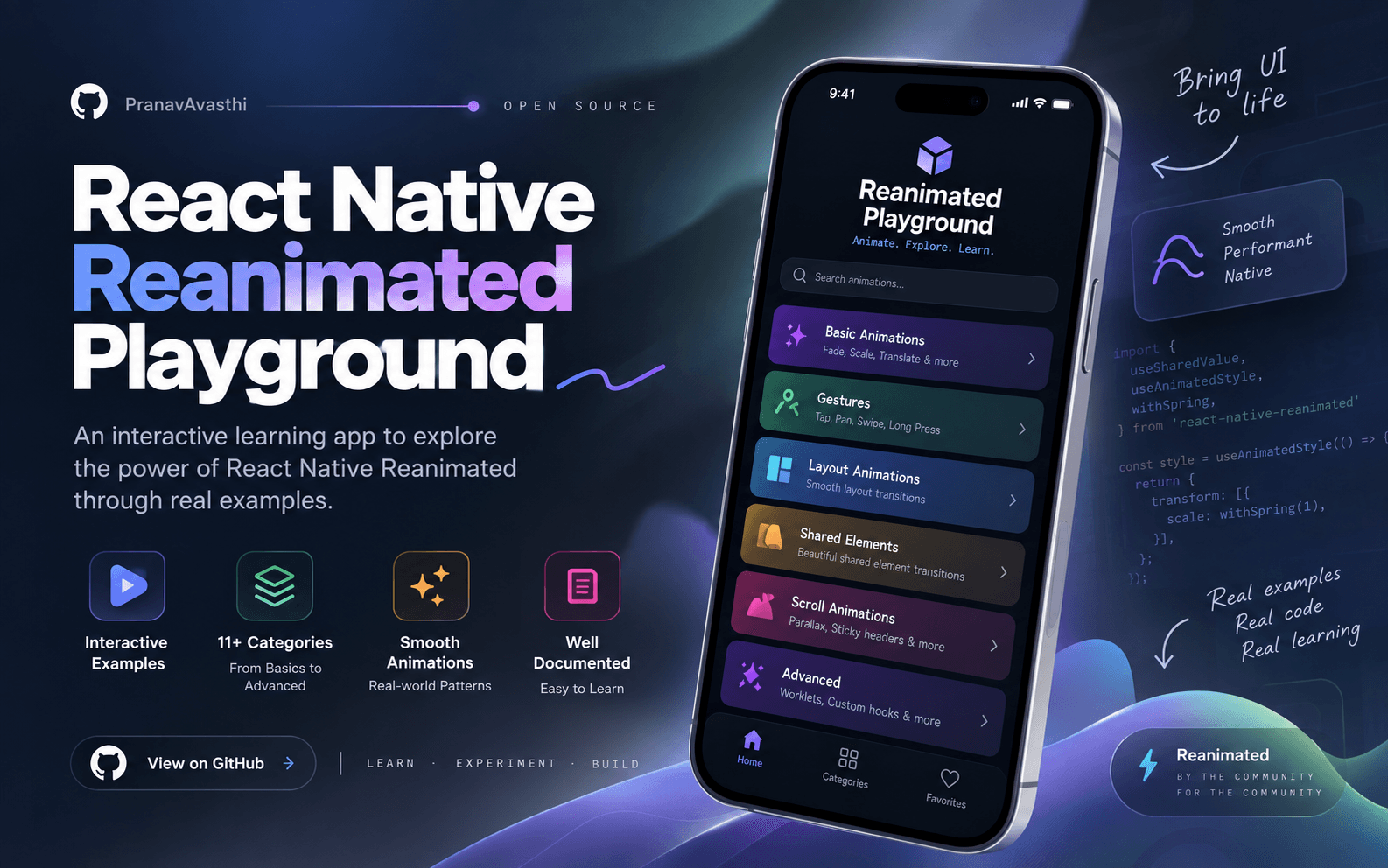 GitHub preview for the React Native Reanimated Playground repository